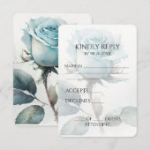 Creëer uw eigen Blue Waterverf Roos RSVP Kaartje (Voorkant / Achterkant)