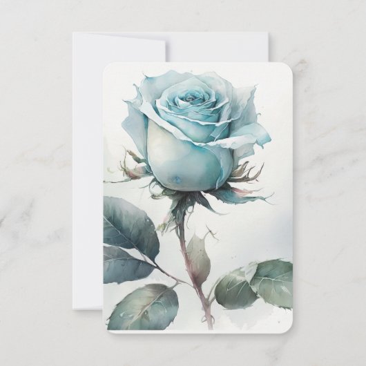 Creëer uw eigen Blue Waterverf Roos RSVP Kaartje (Achterkant)