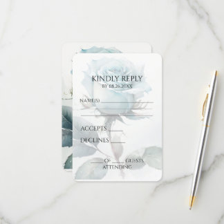 Creëer uw eigen Blue Waterverf Roos RSVP Kaartje