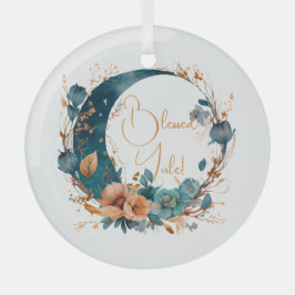 Creëer Uw eigen Boho Blauwgroen & Perzik Bloemenma Glas Ornament