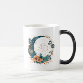 Creëer Uw eigen Boho Blauwgroen & Perzik Bloemenma Magische Mok