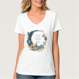 Creëer Uw eigen Boho Blauwgroen & Perzik Bloemenma T-shirt