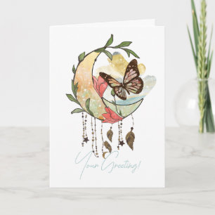 Creëer Uw eigen Boho Butterfly Moon Dreamcatcher Feestdagen Kaart