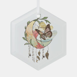Creëer Uw eigen Boho Butterfly Moon Dreamcatcher Glas Ornament