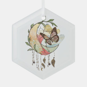 Creëer Uw eigen Boho Butterfly Moon Dreamcatcher Glas Ornament