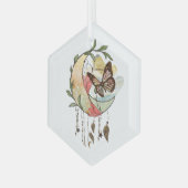 Creëer Uw eigen Boho Butterfly Moon Dreamcatcher Glas Ornament (Voorkant links)