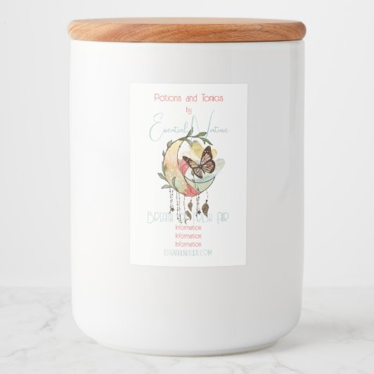 Creëer Uw eigen Boho Butterfly Moon Dreamcatcher Voedselcontainer Etiket (Voorkant)