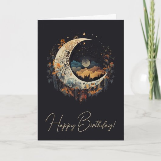 Creëer uw eigen Boho Crescent maanlandschap Feestdagen Kaart (Voorkant)