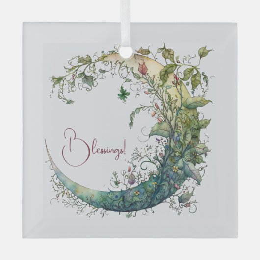 Creëer Uw eigen Boho Floral Moon Glas Ornament (Voorkant)