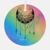 Creëer Uw eigen Boho Floral Moon Silhouet Glas Ornament (Achterkant)