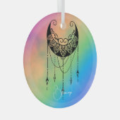 Creëer Uw eigen Boho Floral Moon Silhouet Glas Ornament (Voorkant Rechts)