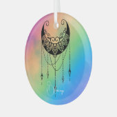 Creëer Uw eigen Boho Floral Moon Silhouet Glas Ornament (Voorkant links)