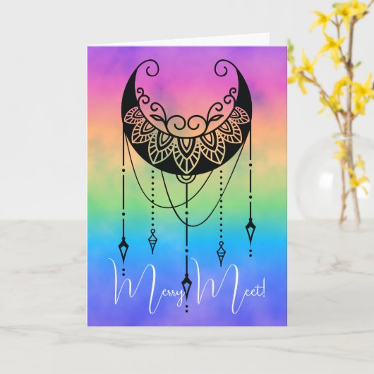 Creëer Uw eigen Boho Floral Moon Silhouet Kaart (Gele Bloem)