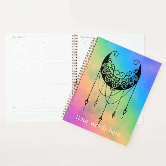 Creëer Uw eigen Boho Floral Moon Silhouet Planner (Display)