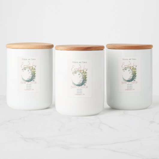 Creëer Uw eigen Boho Floral Moon Voedselcontainer Etiket (Flessen)