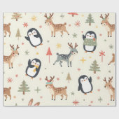 Creëer Uw eigen Boho Kerst Kawaii Dieren Cadeaupapier (Vlak)