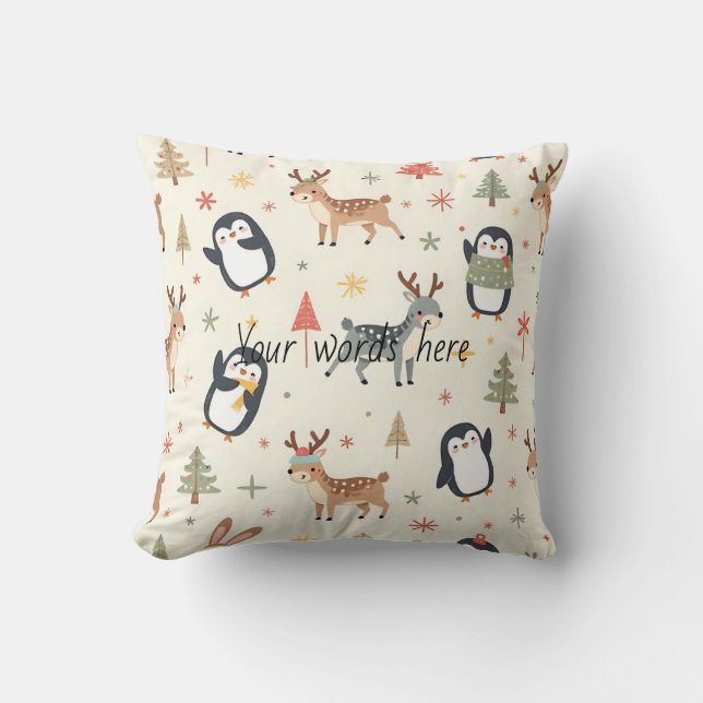 Creëer Uw eigen Boho Kerst Kawaii Dieren Kussen (Voorkant)
