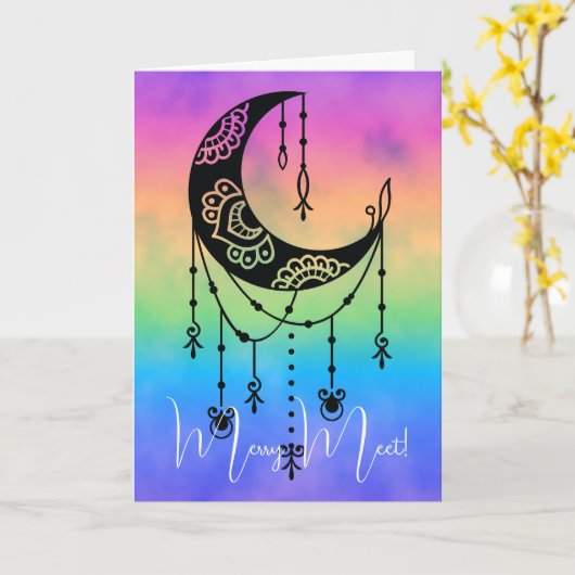 Creëer Uw eigen Boho Magische Maan Silhouet Kaart (Gele Bloem)