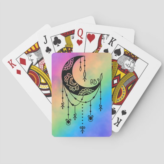 Creëer Uw eigen Boho Magische Maan Silhouet Pokerkaarten (Achterkant)