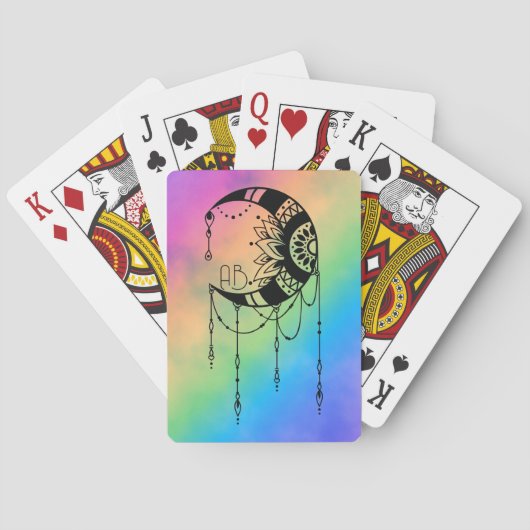 Creëer Uw eigen Boho Moon Silhouet Pokerkaarten (Achterkant)