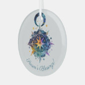 Creëer Uw eigen Boho veren, Maan & Ster Glas Ornament (Voorkant links)