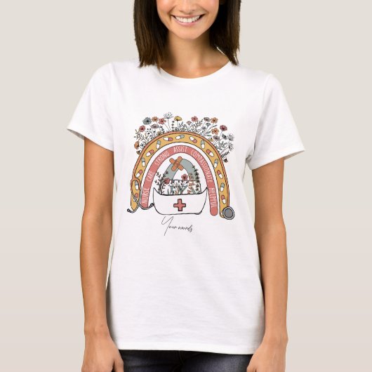 Creëer Uw eigen Boho Verpleegster Rainbow T-shirt (Voorkant)