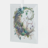 Creëer Uw Eigen Boho Wildflower Ivy Moon Glas Ornament (Voorkant links)