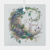 Creëer Uw Eigen Boho Wildflower Ivy Moon Glas Ornament (Voorkant)