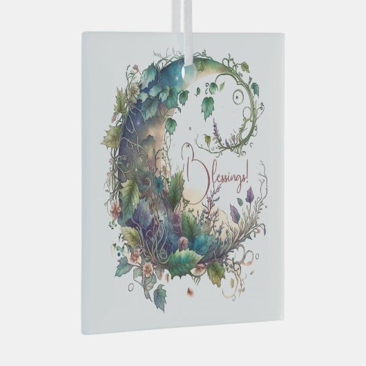 Creëer Uw Eigen Boho Wildflower Ivy Moon Glas Ornament (Voorkant Rechts)