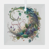 Creëer Uw Eigen Boho Wildflower Ivy Moon Glas Ornament (Achterkant)