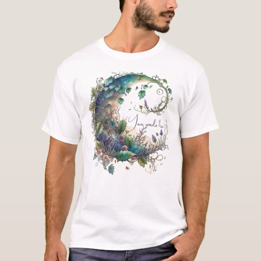 Creëer Uw Eigen Boho Wildflower Ivy Moon T-shirt (Voorkant)