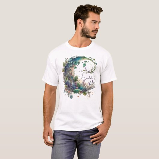 Creëer Uw Eigen Boho Wildflower Ivy Moon T-shirt (Voorkant volledig)