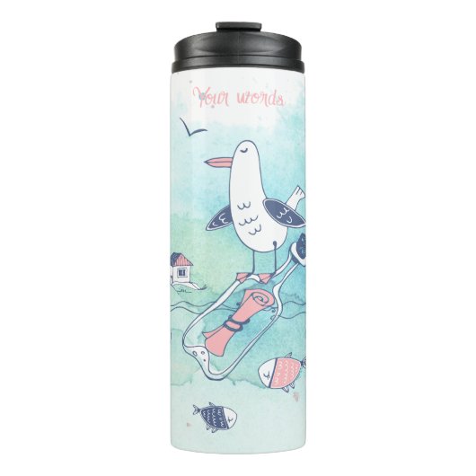 Creëer Uw eigen boodschap in een fles & zeemeeuw (Voorkant)