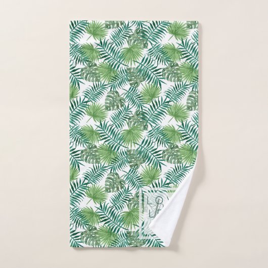 Creëer uw eigen botanische lederen patroonmonogram bad handdoek (Handdoek)