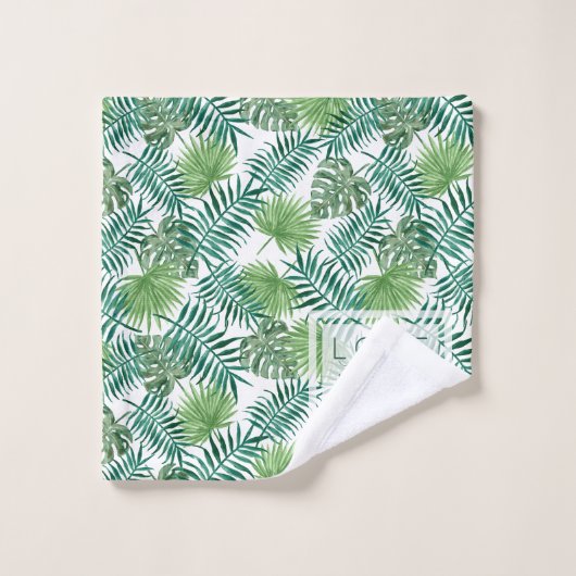 Creëer uw eigen botanische lederen patroonmonogram bad handdoek (Wasdoekje)