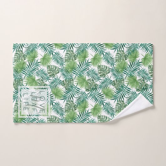 Creëer uw eigen botanische lederen patroonmonogram bad handdoek (Handdoek)