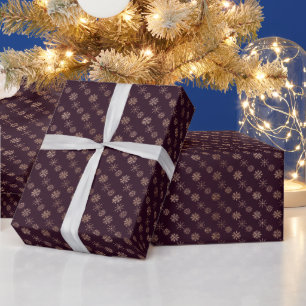Creëer Uw Eigen Bourgogne & Roos Gouden Sneeuwvlok Cadeaupapier