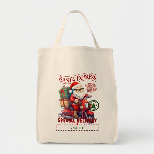 Creëer uw eigen brommer Santa Gift Sack Tote Bag (Voorkant)