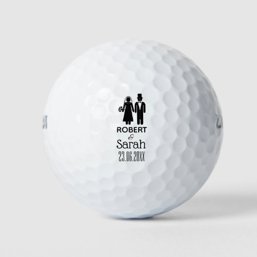 Creëer Uw Eigen Bruid Groom Naam Custom Wedding Golfballen (Voorkant)