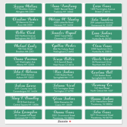 Creëer Uw eigen bruiloft Gast Adres Groen Sticker (Vel)