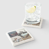 Creëer uw eigen bruiloft Jubileum foto template Stenen Onderzetter (Zijkant)