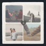Creëer uw eigen bruiloft Jubileum foto template Stenen Onderzetter<br><div class="desc">Deze set van onderzetters maakt een ideaal cadeau voor pasgetrouwden of uw significante andere op uw huwelijksverjaardag! Met ruimte voor vier bruiloft, verloving of paar foto's, deze sjabloon is voorzien van een klein, klassiek, zwart hart in het midden met een monogram letter in het midden voor een extra speciale persoonlijke...</div>