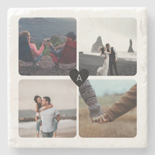 Creëer uw eigen bruiloft Jubileum foto template Stenen Onderzetter (Voorkant)