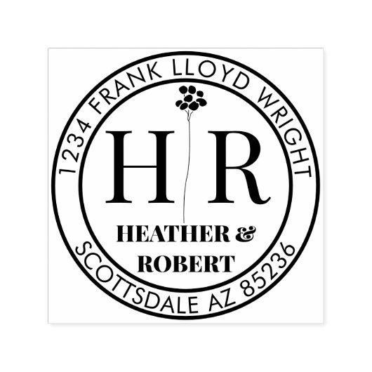 Creëer Uw Eigen Bruiloft Monogram Retouradres Zelfinktende Stempel (Design)