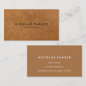 Creëer Uw eigen bruin leder Visitekaartje (Voorkant / Achterkant)