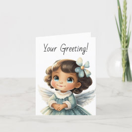 Creëer Uw eigen Brunette Blue Angel Kerst Feestdagen Kaart