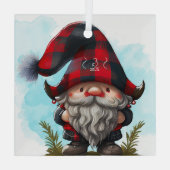 Creëer uw eigen Buffalo Plaid Christmas Gnome Glas Ornament (Achterkant)
