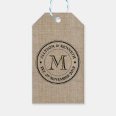 Creëer Uw Eigen Burlap Retro Logo Monogram Cadeaulabel (Voorkant)