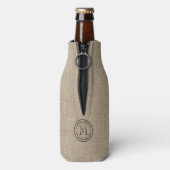 Creëer Uw Eigen Burlap Retro Logo Monogram Flesjeskoeler (Fles Achterkant)