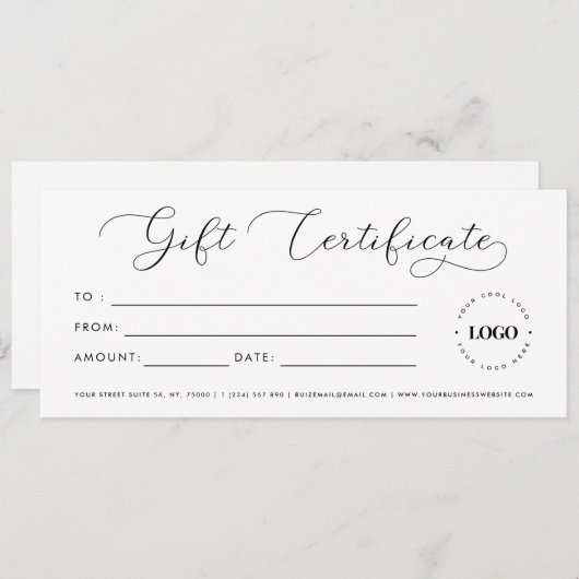 Creëer uw eigen cadeaubon met aangepaste Logo (Voorkant / Achterkant)